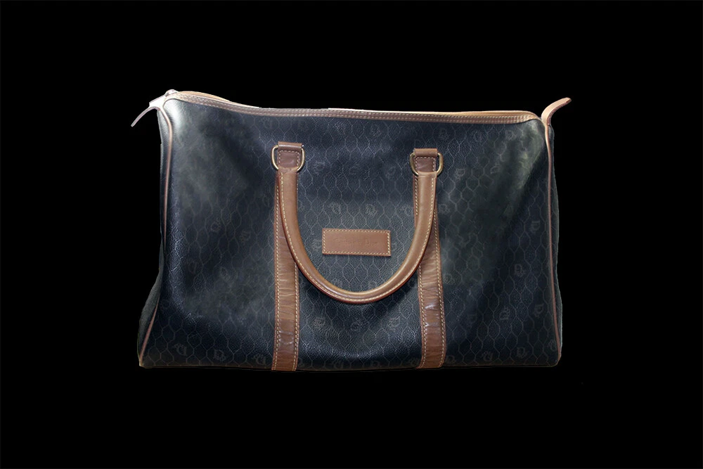 Sac de sport Dior noir et marron monogramme en nid d'abeille Boston 863443