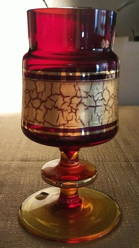 MCM Barth-Mann signed Ruby glass, gold crackle 3 pieces. West Germany - Picture 8 of 11