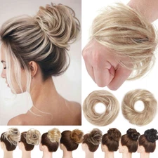 100% Remy Human Hair Messy Bun Hair Piece Wrap Scrunchie Chignon One Piece US