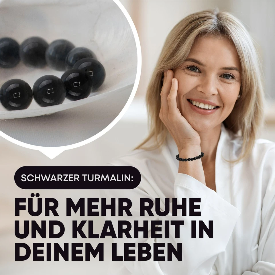Edelstein Armband aus echtem Naturstein: Turmalin (Schörl) | 6mm Kugelarmband - Bild 3 von 4