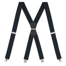Buyless Fashion Suspenders Mens - 48" Elastic Adjustable Straps 1 1/4" - X Shape