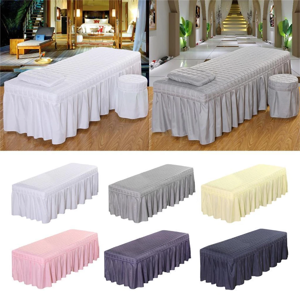 Soft Beauty Bed Cover Massage Table Sheet with Bed Skirt with Hole 4 Sizes