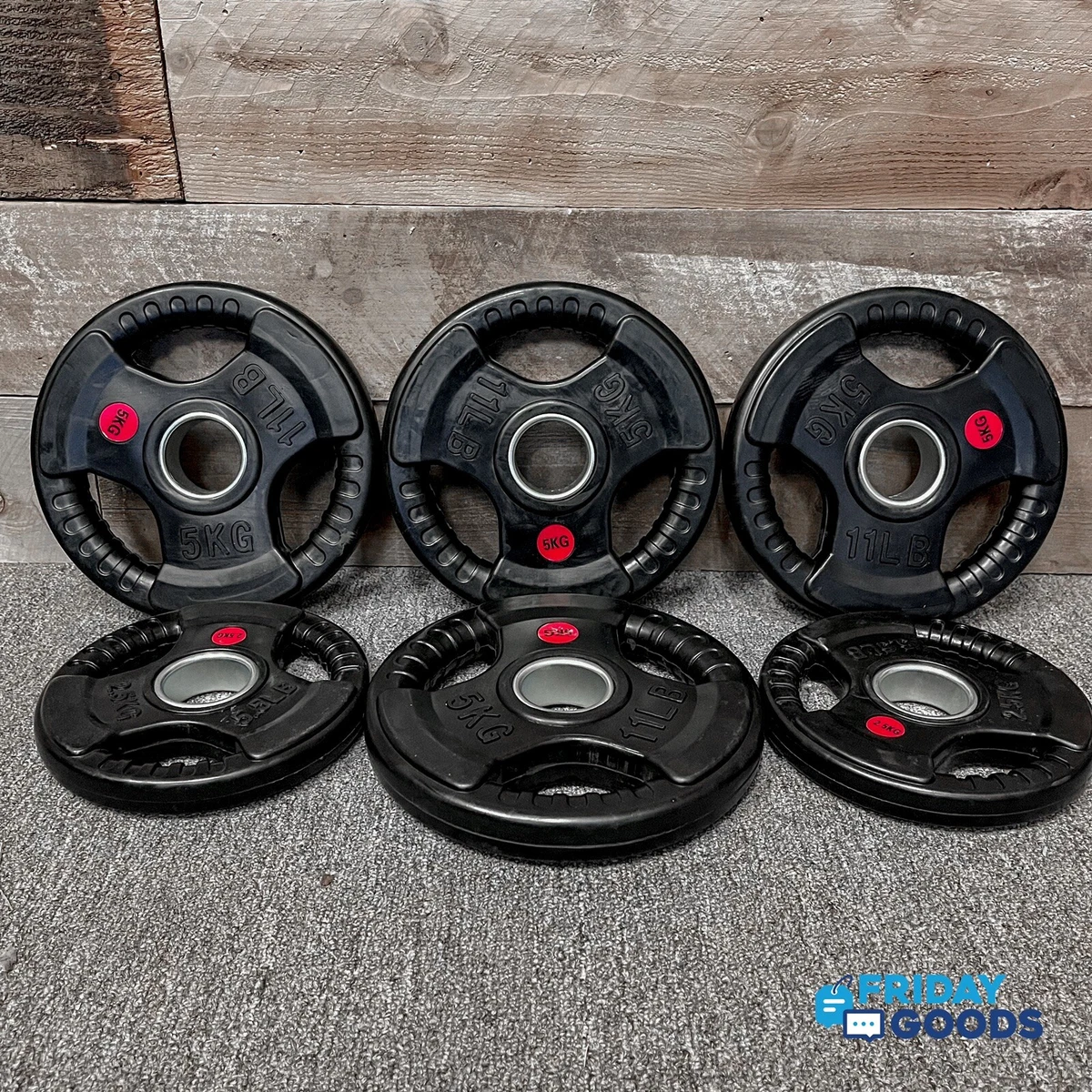 Brand New 55 Lb Olympic Rubber Coated Grip Weight Plates Set Fast