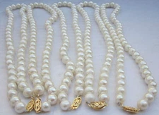 Wholesale 5 Strands Natural 7-8mm White Cultured Pearl Necklace 18''