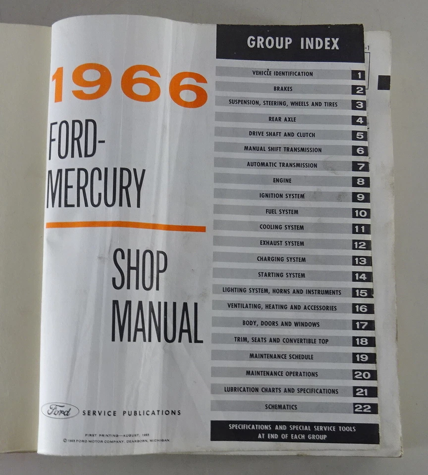 Manuale Di Officina Ford Custom, Country / Mercury Parklane, Montclair Etc. 1966 - Immagine 2 di 4