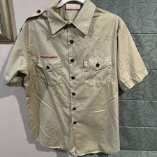 Boy Scout BSA UNIFORM SHIRT Men  s Large Short Sleeve Tan P5