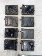 Lot of 8 Matching Antique surface mounted cast iron rim lock  3" x 4"