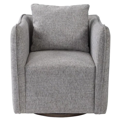 Uttermost Corben Contemporary Wood and Fabric Swivel Chair in Weathered Gray - Picture 1 of 11