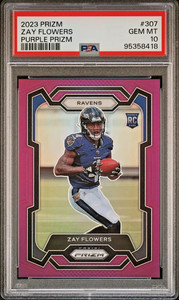 2023 Panini Prizm Purple Prizm #307 Zay Flowers RC Rookie /125 PSA 10 GEM MINT