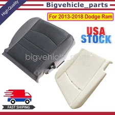 For 2013-2018 Dodge Ram 1500 2500 3500 Gray Driver Bottom Seat Cover + Foam Pad