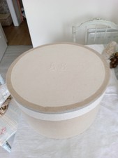 French vintage linen Hat Box with monogram initials LB