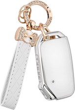 Key Fob Cover - 5 Button TPU Car Key Case Shell Protector with Ke Color: White