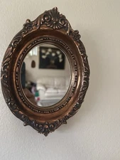 Vintage Italian Florentia Gilded Mirror – Rococo Baroque Oval Wall Frame