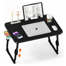 Laptop Desk for Bed Height Adjustable, Lap Bed Table with USB/Storage Black