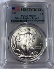 2021 - PCGS MS70 AMERICAN SILVER EAGLE 1 OZ * FIRST STRIKE * TYPE 1 *