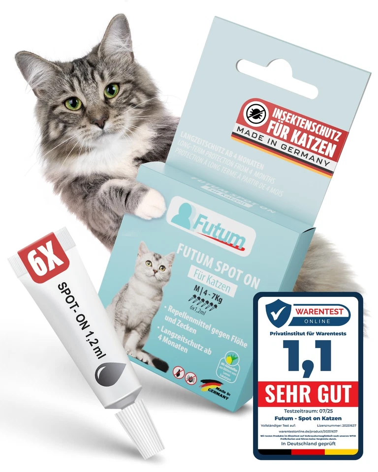 F UTUM Spot On für Katzen 6x1,2ml Katze Insektenschutz gegen Milben Zecken Floh