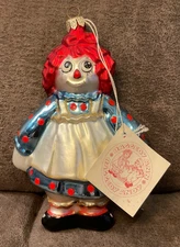 1997 Kurt S. Adler Glass Christmas Ornament Raggedy Ann Simon & Schuster W/Tag
