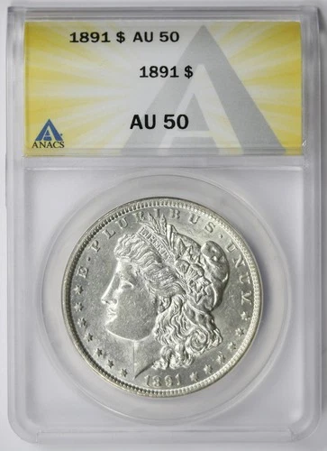 1891 Morgan Dollar $1 AU 50 ANACS