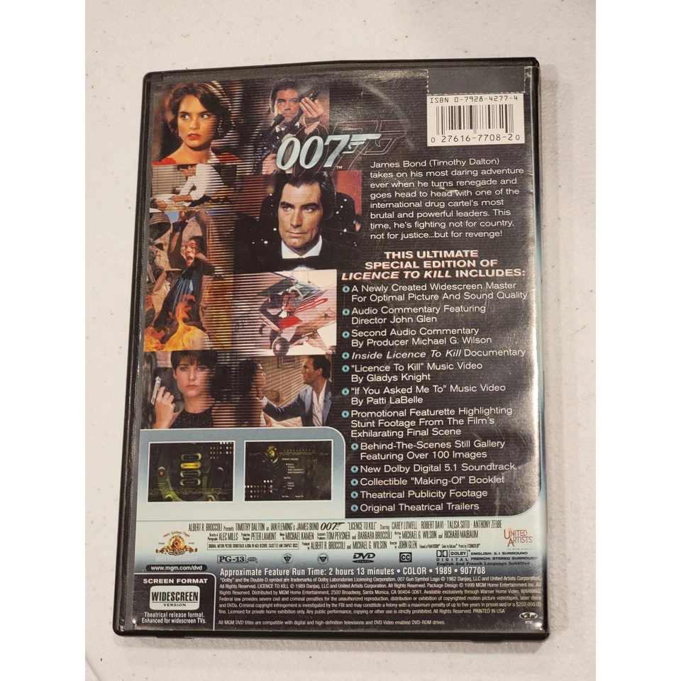 MGM James Bond Licence To Kill DVD Action Spy Film Timothy Dalton Special Editio - Image 2 of 2