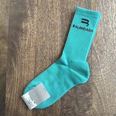New Balenciaga sporty b logo socks Teal large 12 26-28cm