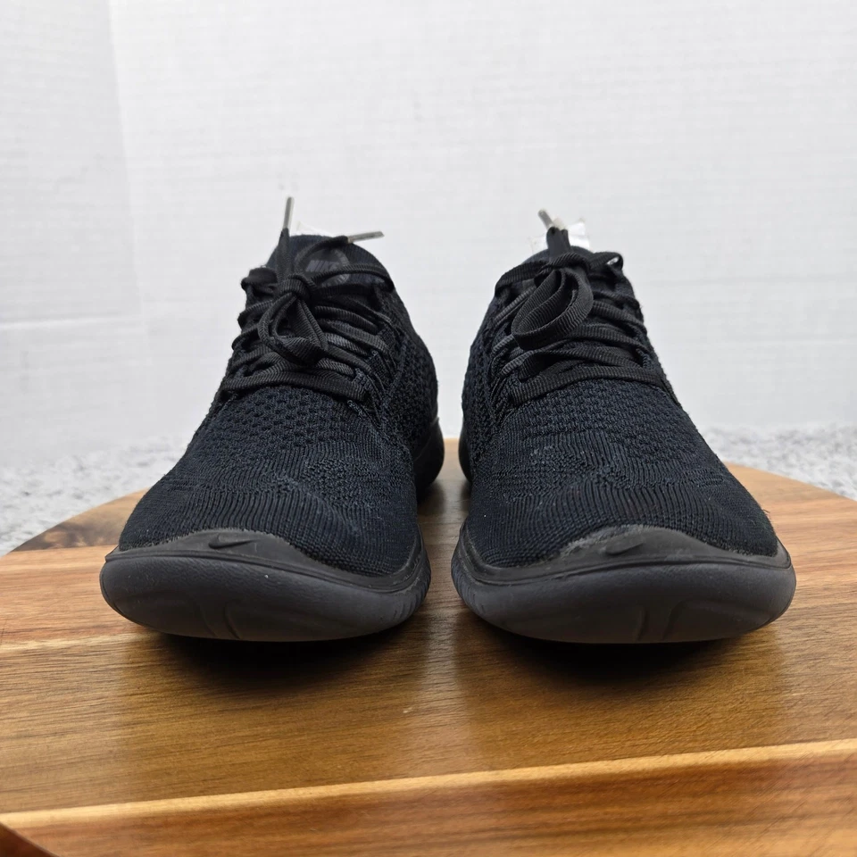 Nike Womens 7 Free RN Flyknit 2018 Triple Black Athletic Casual Gym Running Shoe - Image 4 of 4