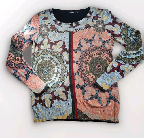 Desigual Knit Jumper Sweater Size XL Womens Bohemian Designer In Very Good Condi