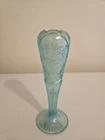 Fenton 8" Aquamarine Iridescent Satin Pinwheel Vase - Made for QVC 95th