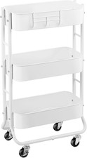 Slim 3-Tier Rolling Utility Cart, Narrow Metal Bathroom Storage Multifunctional