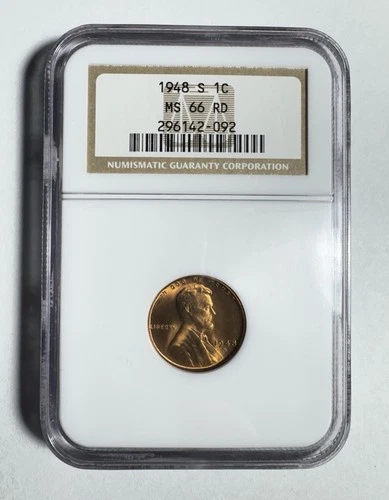 1948 S Lincoln Wheat Cent NGC MS 66 RD