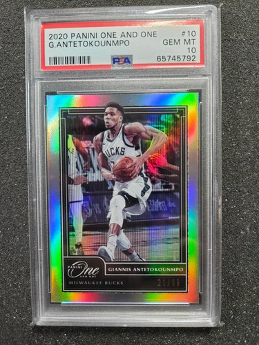 🌟 2020-21 Panini One and One Giannis Antetokounmpo Silver #10 #/99 PSA 10