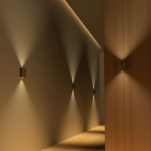5V LED PIR Motion Sensor Induction Light USB Rechargeable Beech Wood Wall Lamp # - Picture 6 of 13