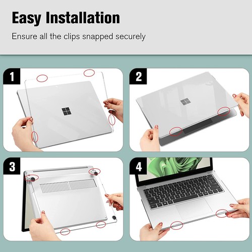 PC Hard Shell Case Cover for 15" Microsoft Surface Laptop 3/4/5 Metal Keyboard - Picture 4 of 26