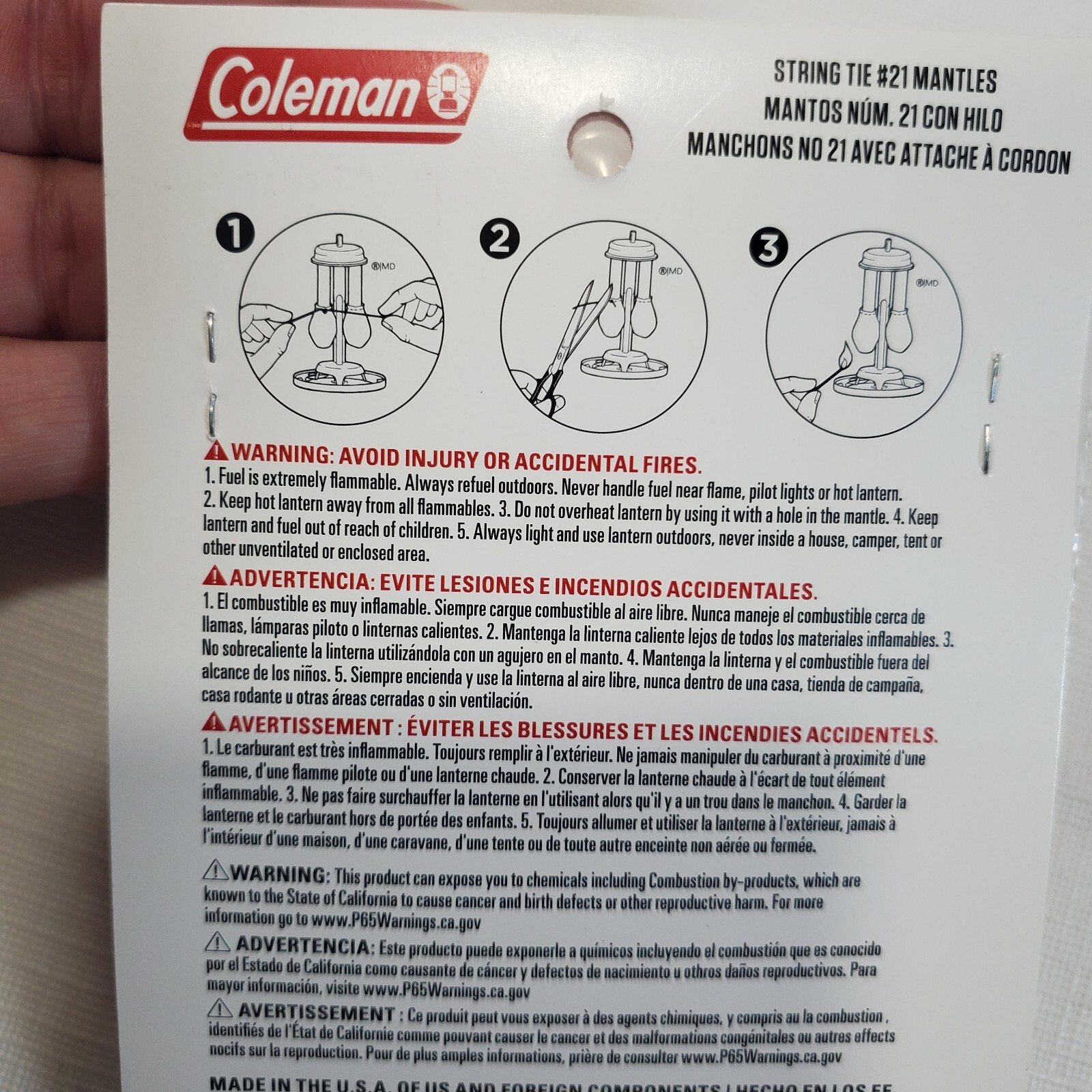 Coleman String Tie #21 Mantles Propane Gas Lantern Single Pack 4 3000006549