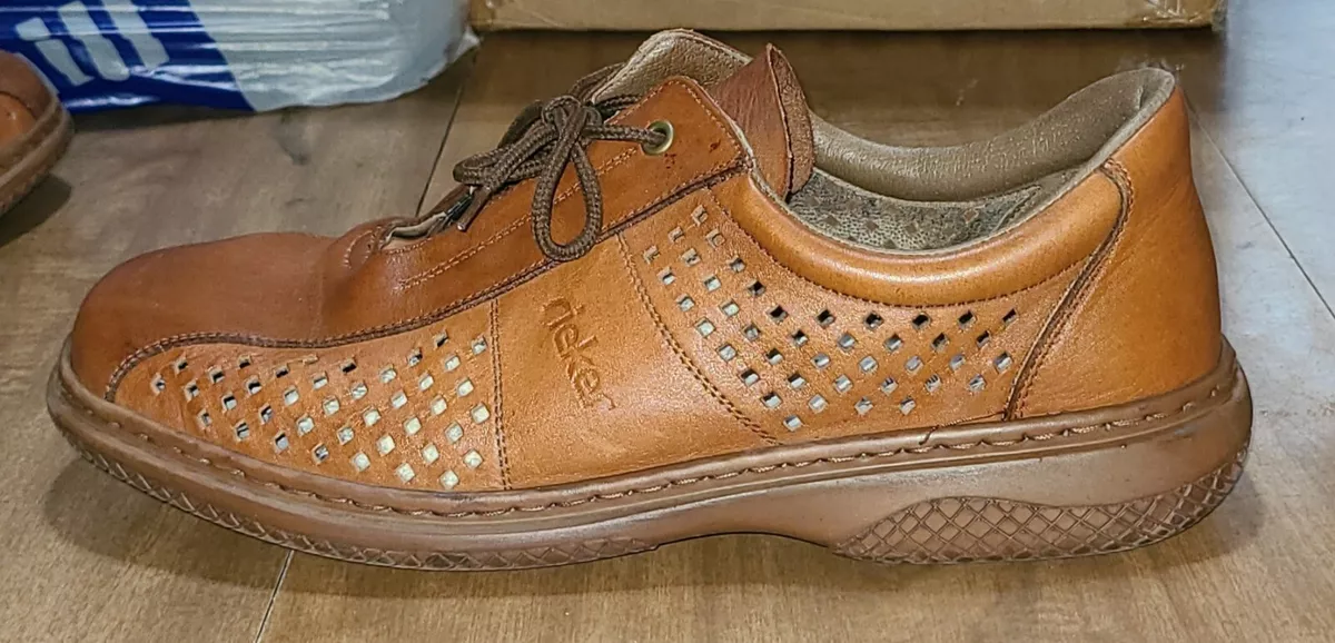 Skifte tøj skjule sammen Rieker Antistress Men's Brown Leather Woven Shoes Size 13 US, 47 Lace-Up |  eBay