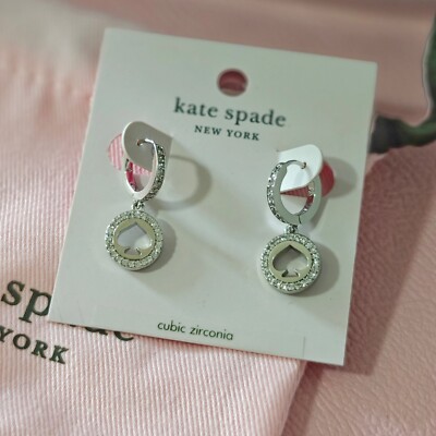 NEW Kate Spade Spot The Spade Pave Huggies Earrings With Dust