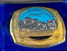 Vintage Mount Rushmore 50TH Anniversary Belt Buckle / case Golden Crest Jewelers