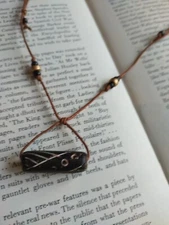 Hand Knotted African Clay Wood Bead Pendant Viking Celtic Folk Art Old World Fae