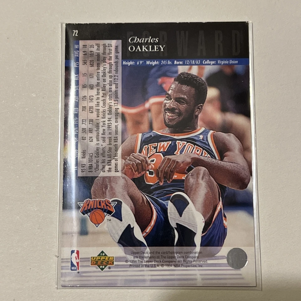 Charles Oakley - Cancha eléctrica de cubierta superior 1993-94 - #72 - New York Knicks Foto 2 de 2