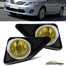 For 2009 2010 Toyota Corolla Yellow Lens Bumper Amber Fog Light Replacement Pair