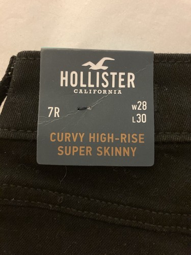 Hollister Curvy High Rise Super Skinny Black Jeans Size 7R 28 x 30 Stretch NWT - Picture 8 of 9