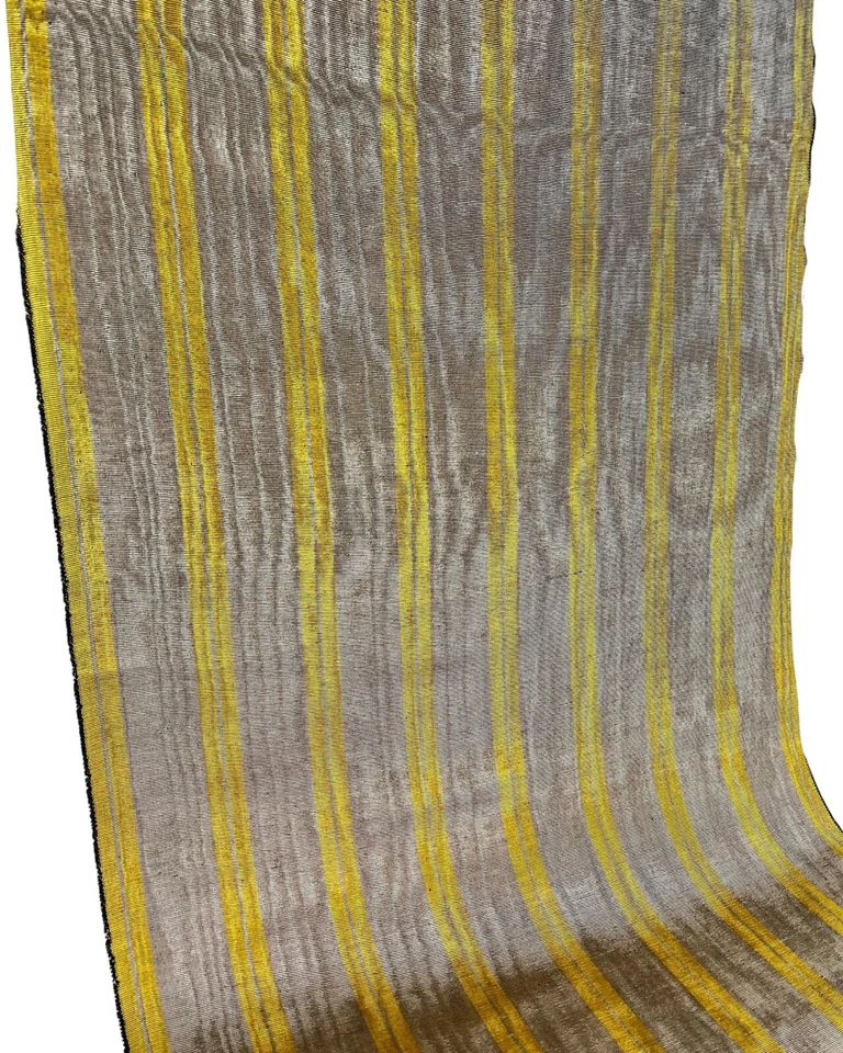 Moire Bronze-Yellow Striped  Silk Luxurious Upholstery Ottoman Fabric By 2 Meter - Image 3 of 4