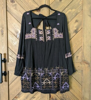 Free People Women's Rhiannon Embroidered Mini Dress Size Small Boho  Festival | eBay