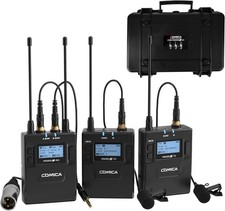 Dual Wireless Lavalier Microphone System, COMICA WM300A UHF 96 Channel Brand New