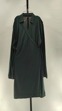 Quince Women 100% Silk Jersey Mini Wrap Dress Evergreen XL