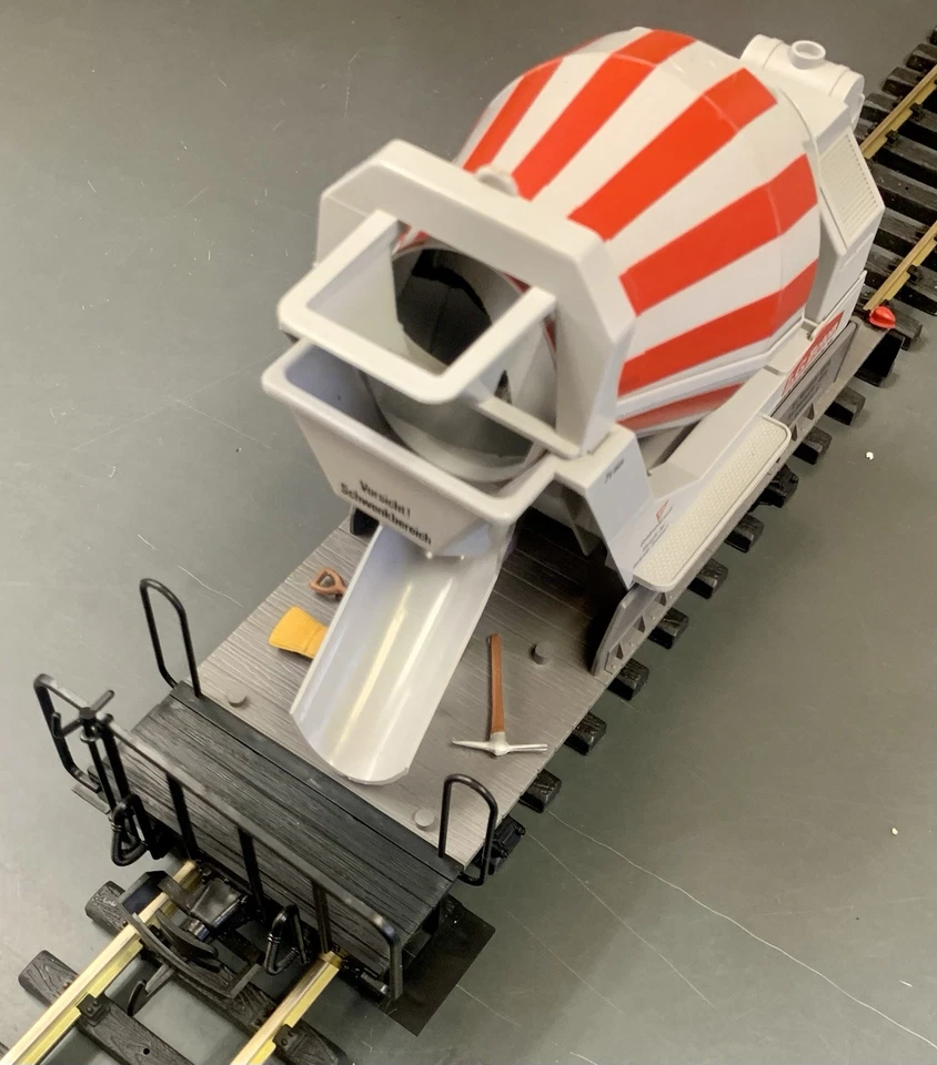 🚂 Vintage LGB 4055 G Gauge Beton Operating Cement Mixer Flatcar W. Germany C-6 - Image 2 of 4