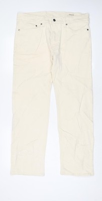 Marks and Spencer Herren Beige Baumwolle Straight Jeans Größe 34 in L31 in Regular Zip