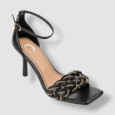 Journee Women's Black Mabella Braided Chain Sandals Shoes Size 8.5