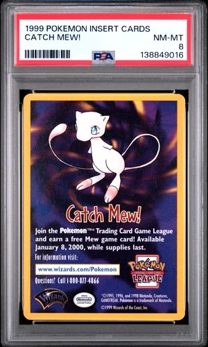 1999 POKEMON INSERT CARDS CATCH MEW! PSA 8