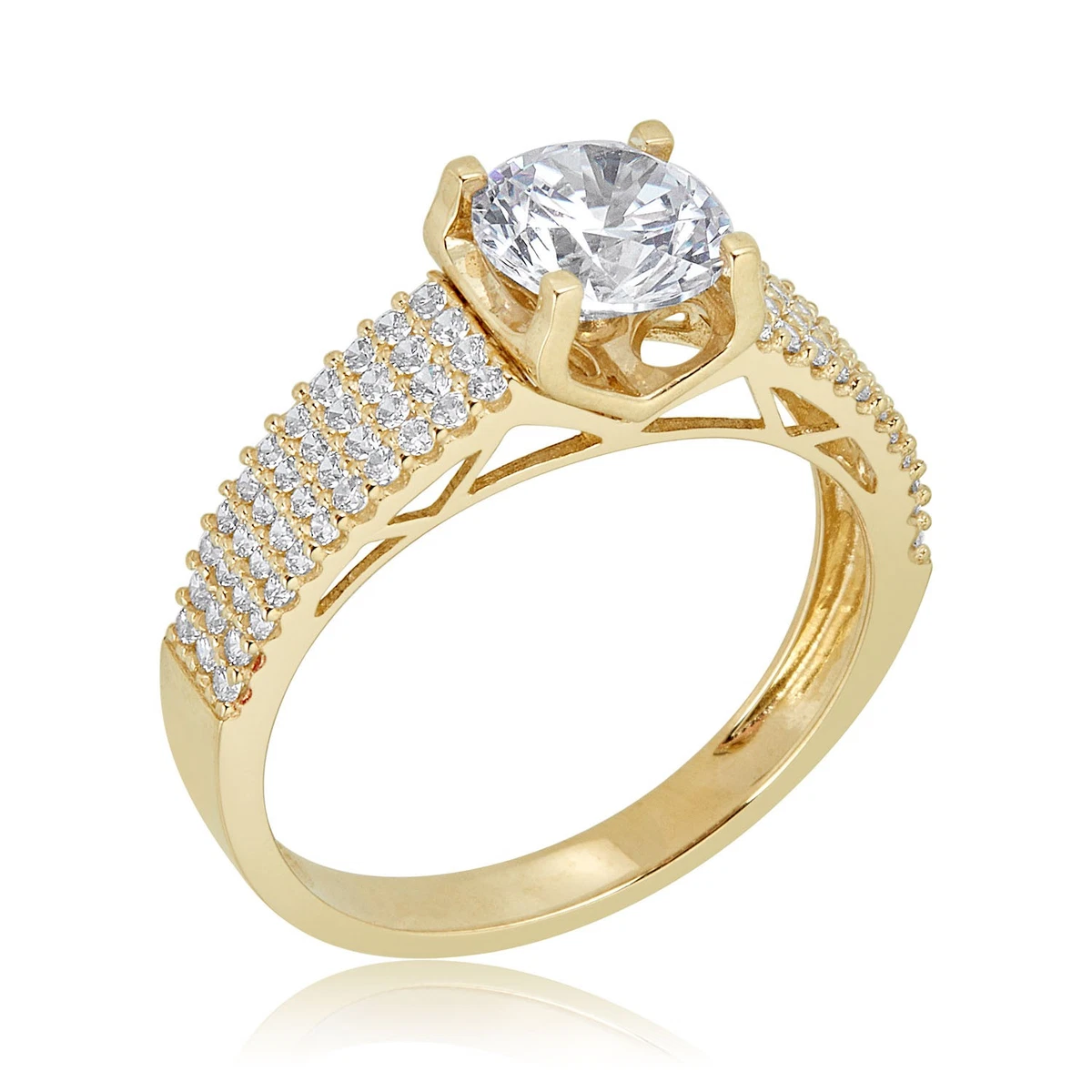 10K CZリング Cubic Zirconia Yellow Gold 10k Engagement & Wedding Jewelry for