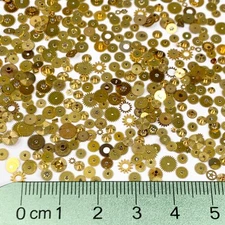 100 Tiny Gold Watch Gears Minute Hour Wheels Steampunk Art Part Watchmaker Lot
